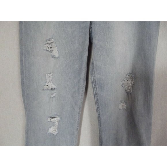 Express Size 2 Light Distressed Bell Crop High Rise Released Hems Jeans - Picture 5 of 10